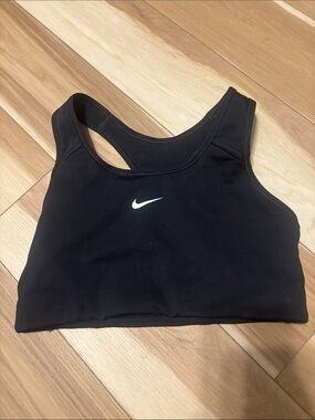 Nike Black Sports Bra with White Swoosh Logo